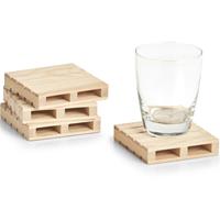 Zeller 12x Luxe houten glazenonderzetters pallet vorm 10 x 10 cm -