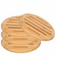 Zeller 4x Luxe houten pannenonderzetters rond 20 cm -