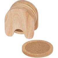Cosy & Trendy Set van 20x glazenonderzetters hout in houder 10 cm -