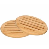 Zeller 2x Luxe houten pannenonderzetters rond 20 cm -