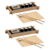 Cosy & Trendy 2x stuks bamboe sushi servies/serveerset voor 1 persoon 6-delig - Sushi eetset