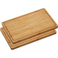 2x Bamboe houten snijplanken 27 x 45 cm - Keukenbenodigdheden - Kookbenodigdheden - Dikke snijplank van hout - Snijplankjes/snijplankje