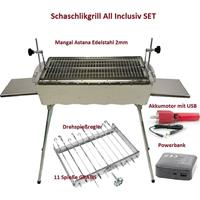 GRILLPETER Mangal Edelstahl 2 mm Schaschlickgrill Set mit automatischen SpieÃŸdreher