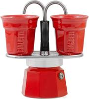 Bialetti Mini Express koffiezetapparaat set - 2 kopjes - rood