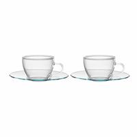 BOHEMIA Selection Tea & Coffee Glass Selection 2er Espressotassen mit Unterteller 100 ml Kaffeebecher transparent