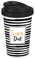 Geda Labels Coffee to go Becher Super Dad Streifen 400ml Kaffeebecher bunt