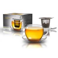 Creano Teetasse mit Sieb Jumbo Tasse, 450ml Teegläser transparent