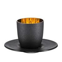 Eisch GERMANY COSMO Gold/Schwarz Espressotasse mit Untertasse Kaffeebecher schwarz