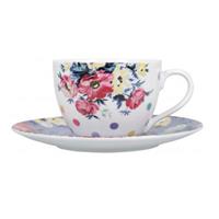 Neuetischkultur Teetasse mit Untertasse, Blumendekor Mikasa bunt