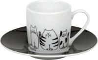 Könitz Espressoset 2-tlg. Funny Cats Porzellan schwarz/weiß