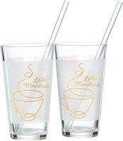 Ritzenhoff & Breker Latte-Macchiato-Glas Coffee, (Set, 4 tlg., 2 Latte Macchiato Gläser mit Glas-Trinkhalm, je 350 ml), 4-teilig, inkl. Glas-Trinkhalme, 350 ml