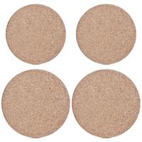 Zeller Set van 4x pannenonderzetters kurk rond 20 en 23 cm -