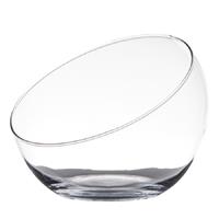 Bellatio Schuine serveerschaal/fruitschaal van transparant gerecycled glas 20 cm -