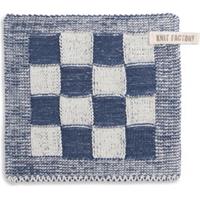Knit Factory Pannenlap Block - Ecru/Jeans - 23x23 cm
