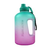 huismerk 2.2L Large-capaciteit Waterbeker Sport en fitness stro groot waterfles hittebestendig plastic vat (gradiÃ«nt groen roze)