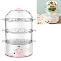 Huismerk LINGRUI Timer Mini Multi-function Egg Cooker Automatic Power Off Home Breakfast Machine CN Plug Specificatie:Three Layers(Pink)
