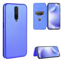 huismerk Voor Xiaomi Redmi K30 Ultra Carbon Fiber Texture Magnetic Horizontal Flip TPU + PC + PU Leather Case met kaartsleuf(Blauw)