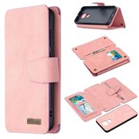 huismerk Voor Xiaomi Redmi Note 9 Afneembare Frosted Magnetic Horizontal Flip Leather Case met Kaartslots & Houder & Zipper Wallet & Photo Frame(Pink)