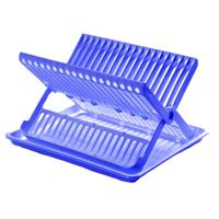 Forte Plastics Blauw afdruiprek 2-laags met lekbak 37 x 33 cm - Keukenbenodigdheden - Afwassen/drogen - Afdruiprekken met lekbak