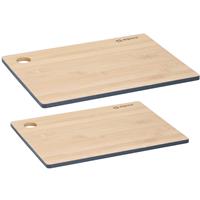 Alpina Set van 2x stuks snijplanken blauwe rand 23 en 28 cm van bamboe hout -