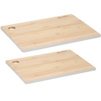 Alpina Set van 2x stuks snijplanken grijze rand 23 en 28 cm van bamboe hout -