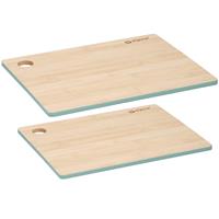 Alpina Set van 2x stuks snijplanken groene rand 23 en 28 cm van bamboe hout -