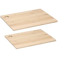 Alpina Set van 2x stuks snijplanken naturel rand 23 en 28 cm van bamboe hout -