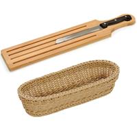 Arte r Bamboe houten broodplank/snijplank/serveerplank met broodmes 50 x 10 cm en broodmandje van cm -