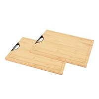 Excellent Houseware 2x stuks bamboe houten snijplank / serveerplank met handvat x 30 x 1,7 cm -