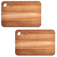 Zeller 2x Rechthoekige acacia houten snijplanken en cm -