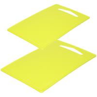 Forte Plastics Kunststof snijplanken set van 2x stuks lime groen 27 x 16 en 36 x 24 cm -