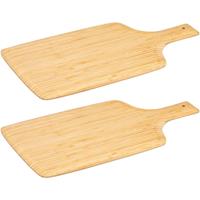 5five 2x Stuks snijplank met handvat 28 x 20 cm van bamboe hout -