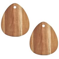 Zeller 2x Druppel vormige houten snijplanken 30 en cm -
