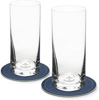 Contento Longdrinkglas, Glas, Anker, 400 ml, 2 Gläser, 2 Untersetzer