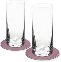 Contento Longdrinkglas, Glas, Flamingo, 400 ml, 2 Gläser, 2 Untersetzer