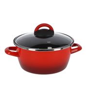 Magefesa Rvs rode kookpan/pan met glazen deksel 20 cm 5 liter -