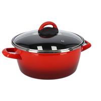 Magefesa Rvs rode kookpan/pan met glazen deksel 24 cm 8 liter -