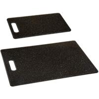 Secret de Gourmet Set van 2x stuks snijplanken zwart 25/36 cm van kunststof nijplanken