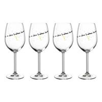 Leonardo PRESENTE Weinglas 'Nimm das Leben leicht' 460 ml 4er Set Weißweingläser transparent