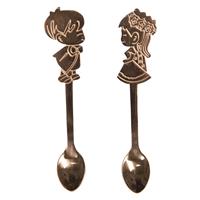 Clayre & Eef Lepels (Set Van 2) 2*12 Cm Rose Goud Metaal Eetlepels