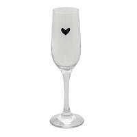 Clayre & Eef Champagneglas Ø 7*23 Cm / 200 Ml Transparant Glas Hartje Wijnglas Champagne Glas Prosecco Glas Transparant