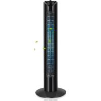 BES LED Ventilator - Aigi Bensy - 45W - Torenventilator - Timer - Staand - Rond - Zwart - Kunststof