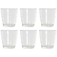 Shoppartners 6x Stuks Transparante Waterglazen/drinkglazen Streep Relief 250 Ml Van Glas - Drinkglazen