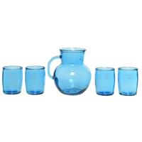 Glazen Drink Set Blauw Met Schenkkan En 4 Glazen - Drinkglazen