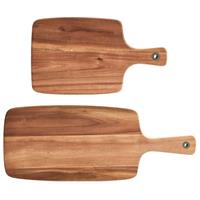 Zeller 2x Rechthoekige acacia houten snijplanken met handvat 32/52 cm -