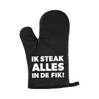 Bellatio Ik Steak Alles In De Fik Bbq Handschoen/ Barbecue Want Zwart Heren - Vaderdag Cadeau - Ovenwanten