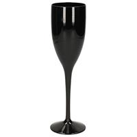 Onbreekbaar champagne/prosecco glas zwart kunststof 15 cl/150 ml - Onbreekbare champagne glazen/flutes