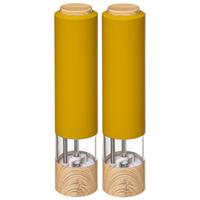 5five Set van 2x stuks electrische pepermolens kunststof oranje 22 cm - Pepermaler - Kruiden en specerijen vermalers