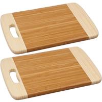 Secret De Gourmet 2x Stuks snijplank met handvat 30 x 20 cm van bamboe hout - Serveerplank - Broodplank
