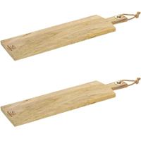 Secret de Gourmet 2x Stuks snijplank met handvat 58 x 16 cm van mango hout -